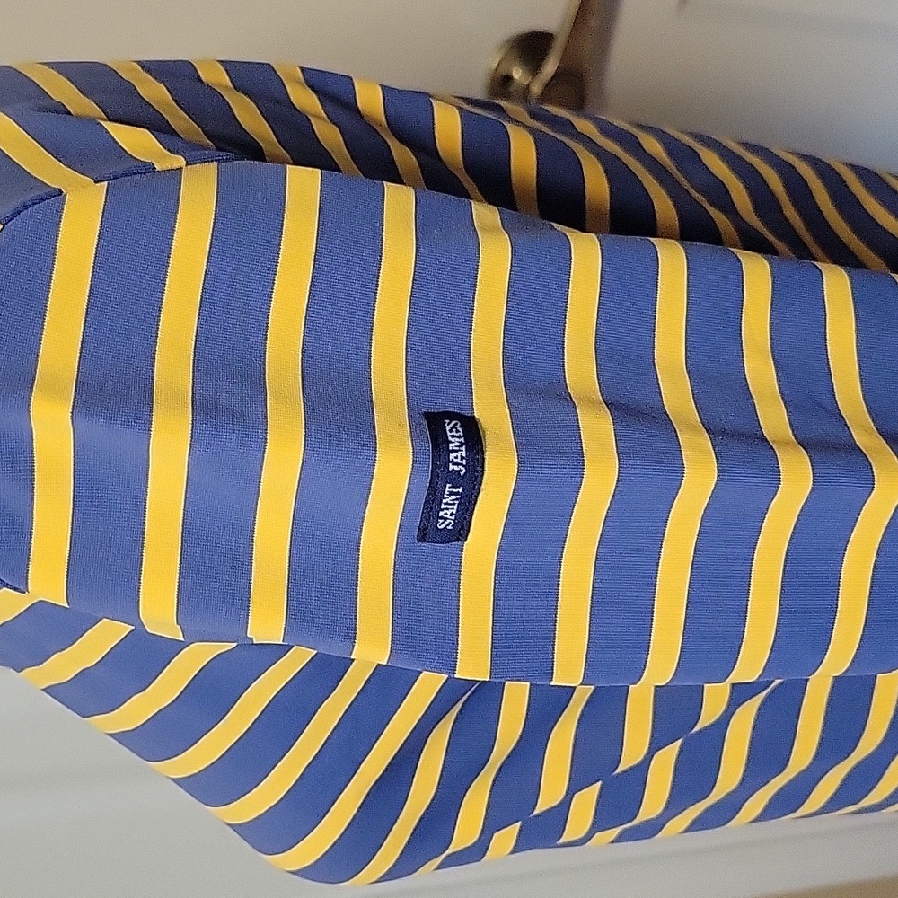 Saint James Garde-Côte III UV-Protective Blue Yellow Breton Stripe Top | Size 8 - Picture 2 of 5